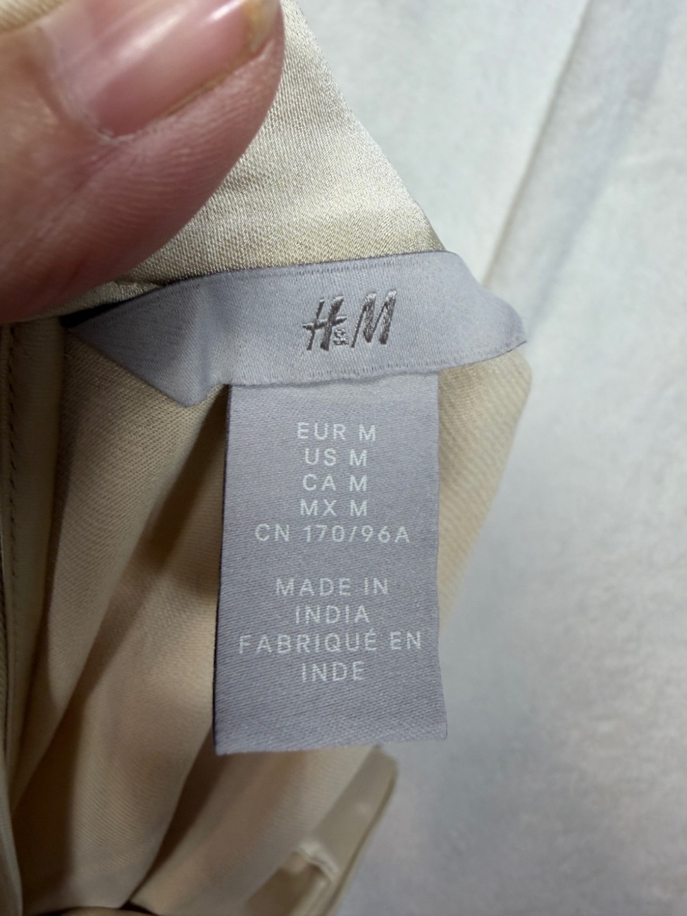 H&M Dress Womens Size Medium Cream Satin Mock Neck Long Sleeve Quiet Luxury - Picture 2 of 8